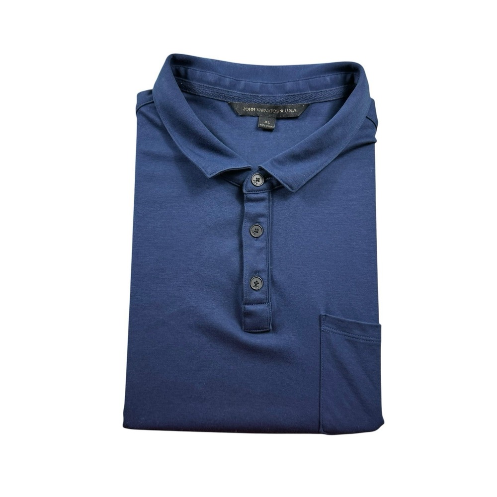 John Varvatos Deep Blue Soft Cotton Mens Pocket Polo Shirt XL K4525V3B